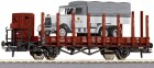 66347 Roco Flat car with brakemans cabin loaded with truck "Henschel 3